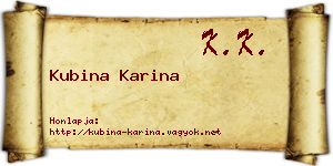 Kubina Karina névjegykártya